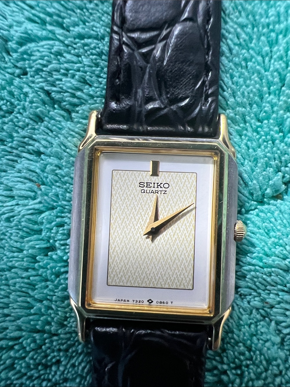 Women’s Seiko Two-Tone Rectangle Watch with Black
